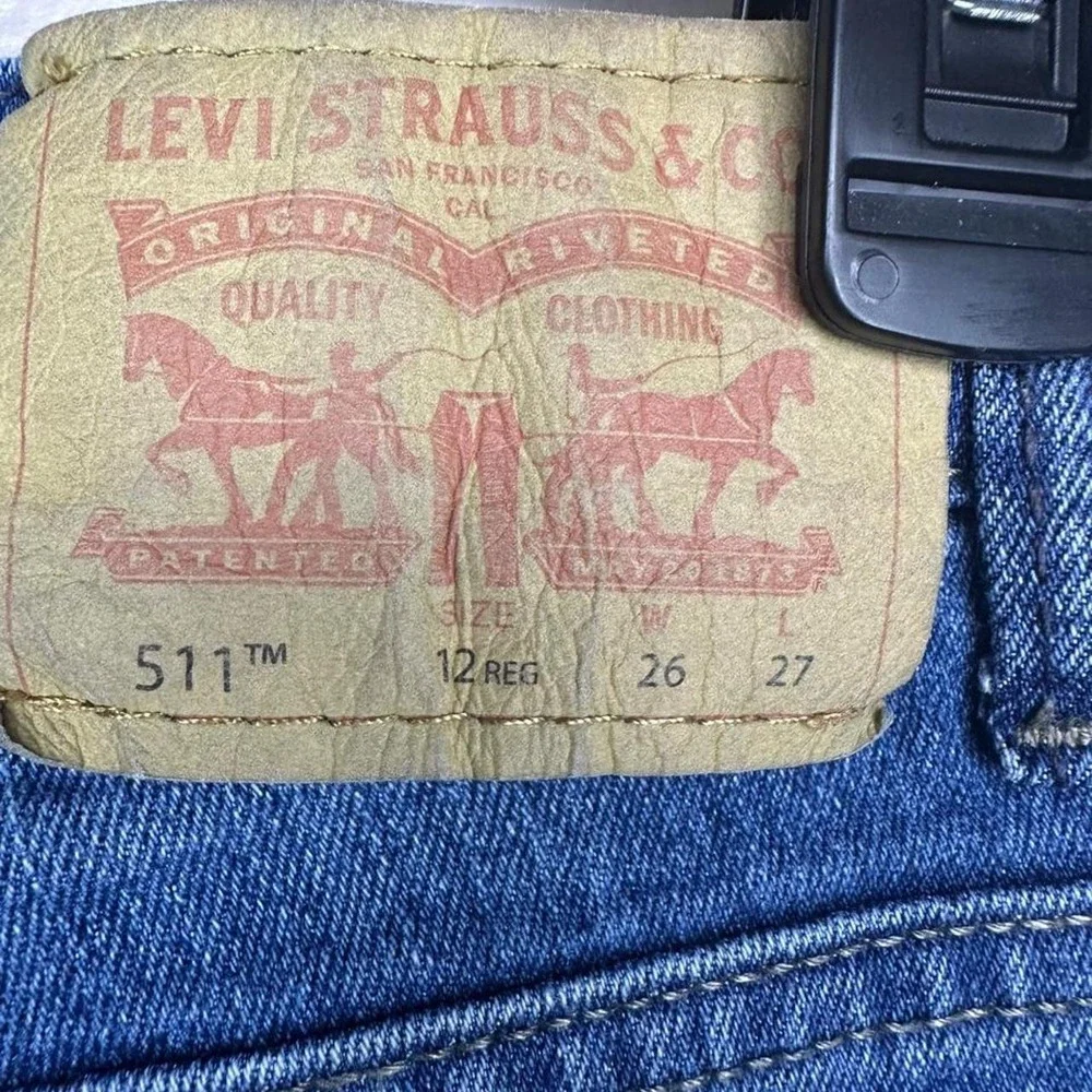 Levis 511 Slim Fit Jeans Mens 26x27 Blue Denim Straight Leg 12 Reg